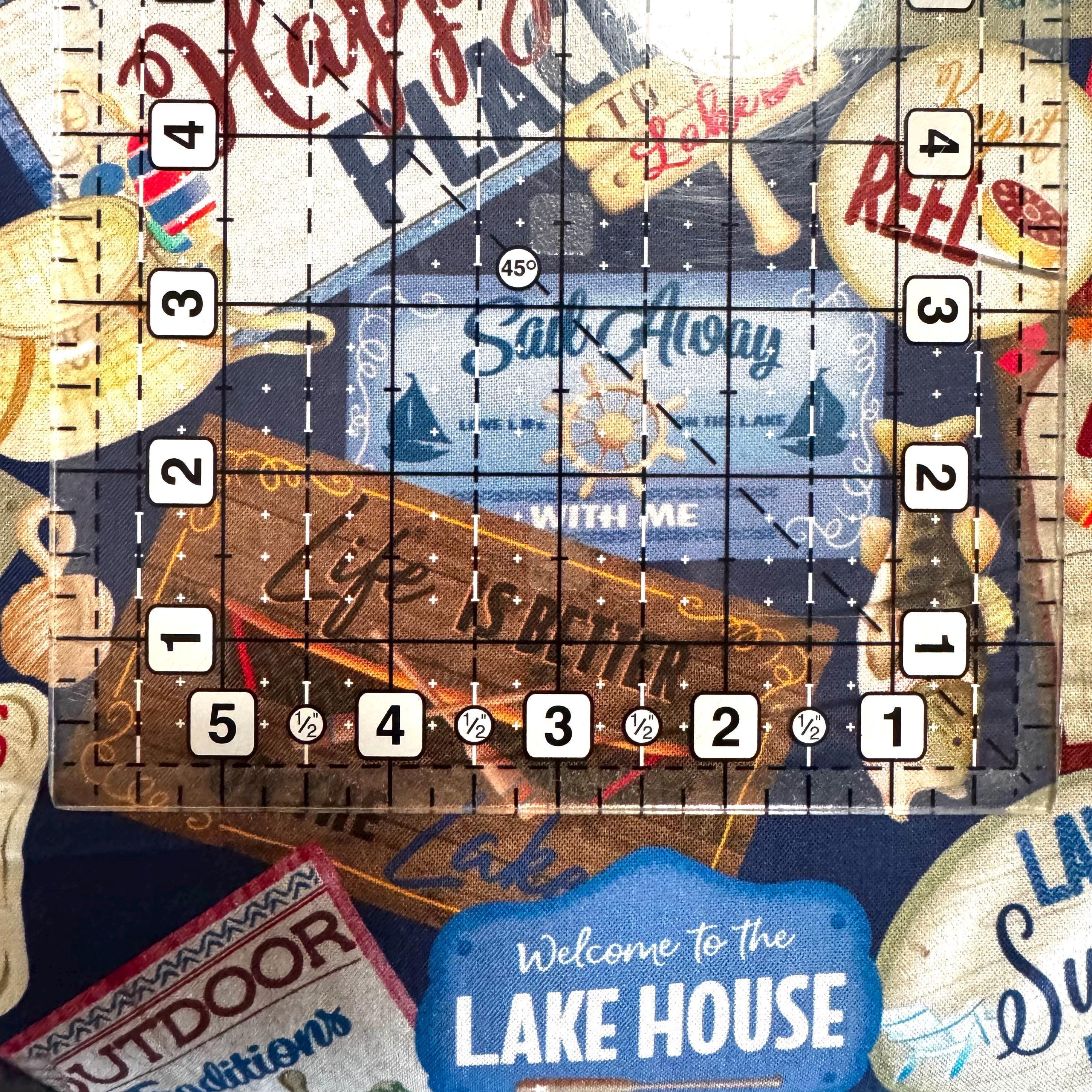 Lake House Signs in Navy - 1/2 Yard Increments, Cut Continuously - by Andi Metz Collection for Bernatex Fabrics