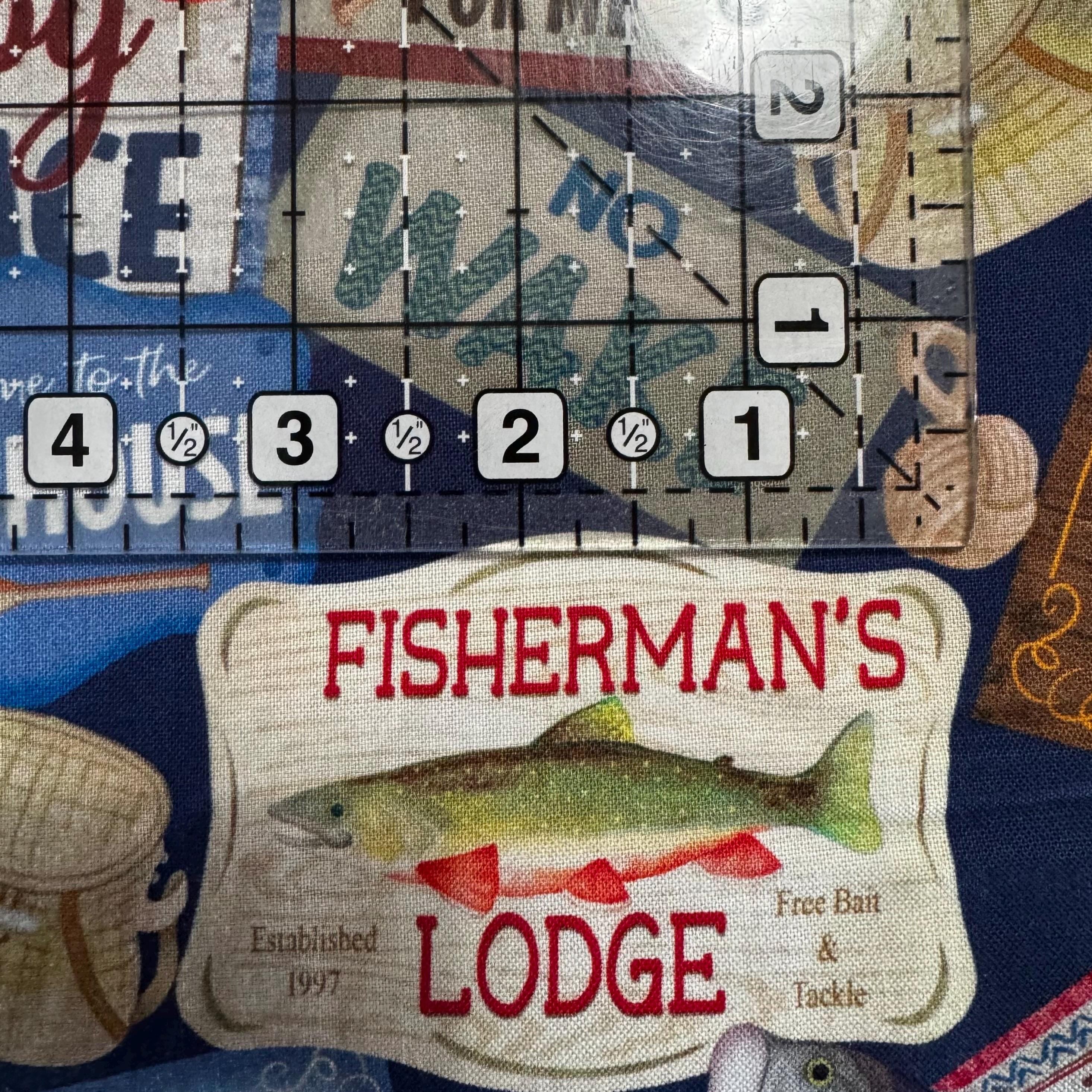 Lake House Signs in Navy - 1/2 Yard Increments, Cut Continuously - by Andi Metz Collection for Bernatex Fabrics