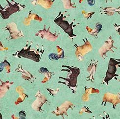 Heartland Animal Toss in Sage - 1/2 Yard Increments, Cut Continuously - by Morris Creative Group for QT Fabrics