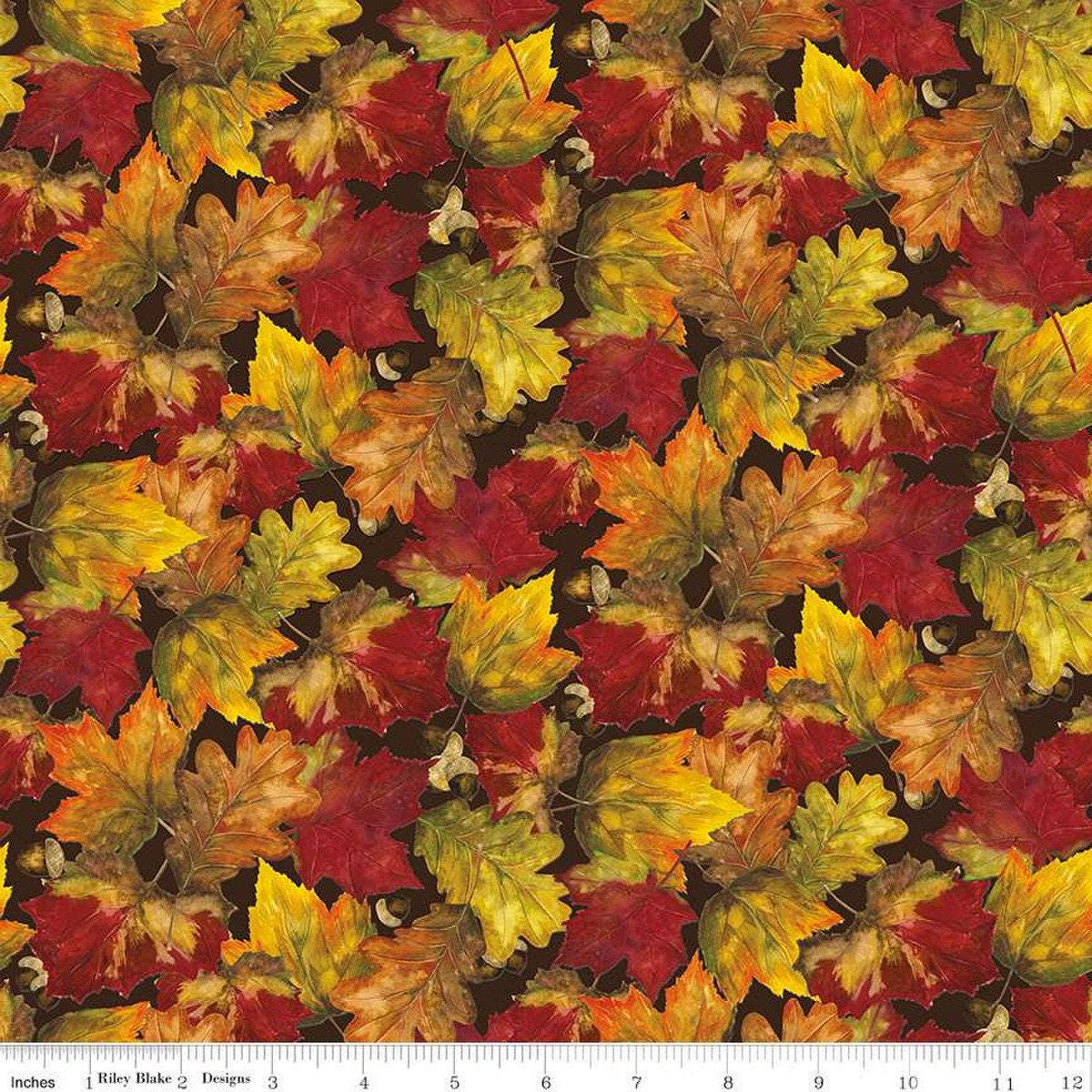 Clearance: Fall Barn Quilts Foliage in Brown - 1/2 Yard Increments, Cut Continuously - by Tara Reed for Riley Blake Designs