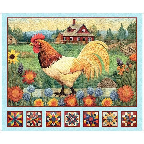 Heartland Rooster Panel by Morris Creative Group for QT Fabrics
