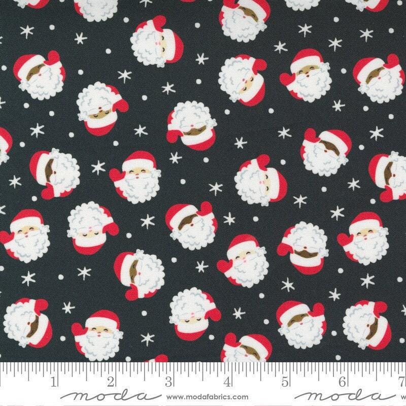 Clearance- Holiday Christmas Coal Santas - Holiday Essentials - 1/2 Yard Increments, Cut Continuously - by Stacy Iest Hsu for Moda Fabrics