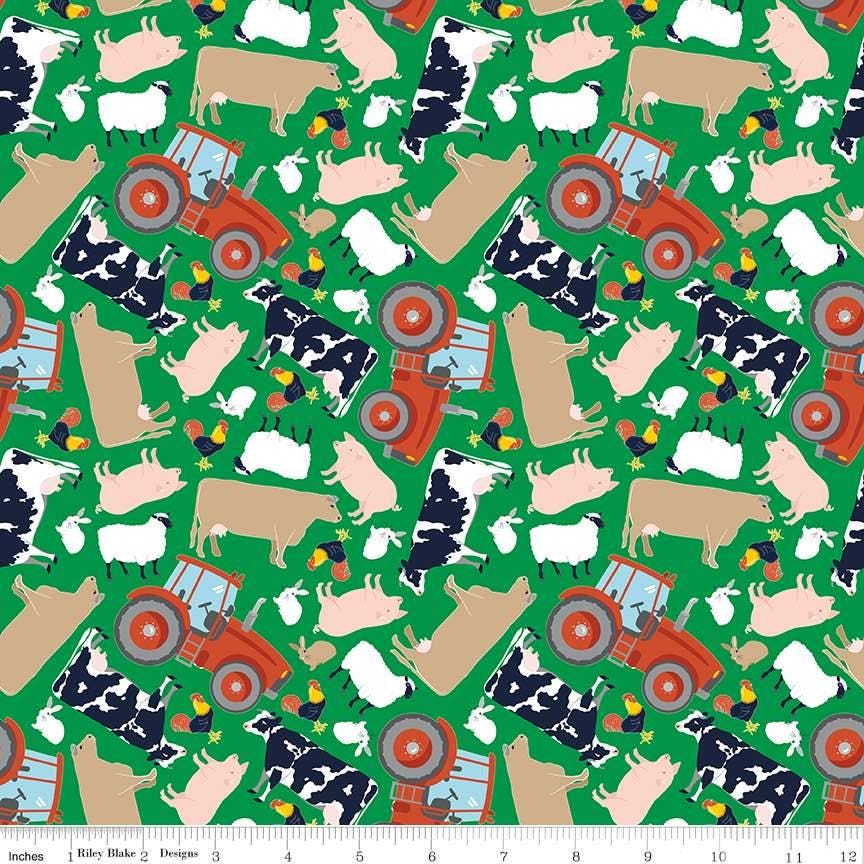 FFA Forever Blue 2 Animals in Green - 1/2 Yard Increments, Cut Continuously - by Riley Blake Designs