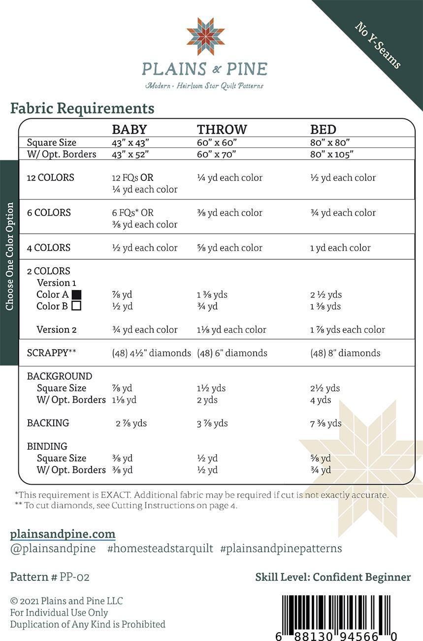 Homestead Star Quilt Pattern by Plains and Pine