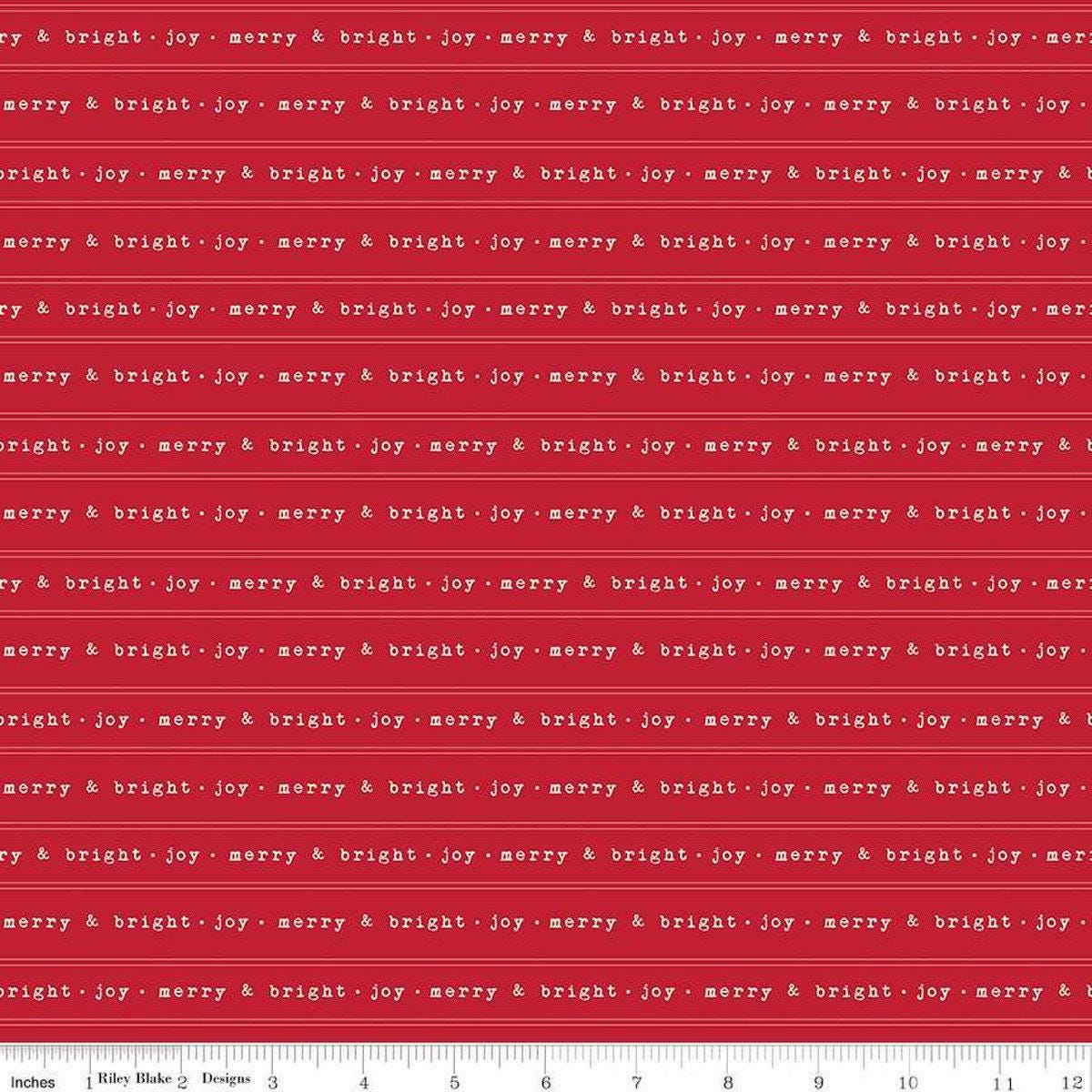 Old Fashioned Christmas Text in Red - 1/2 Yard Increments, Cut Continuously - by My Mind's Eye for Riley Blake Designs