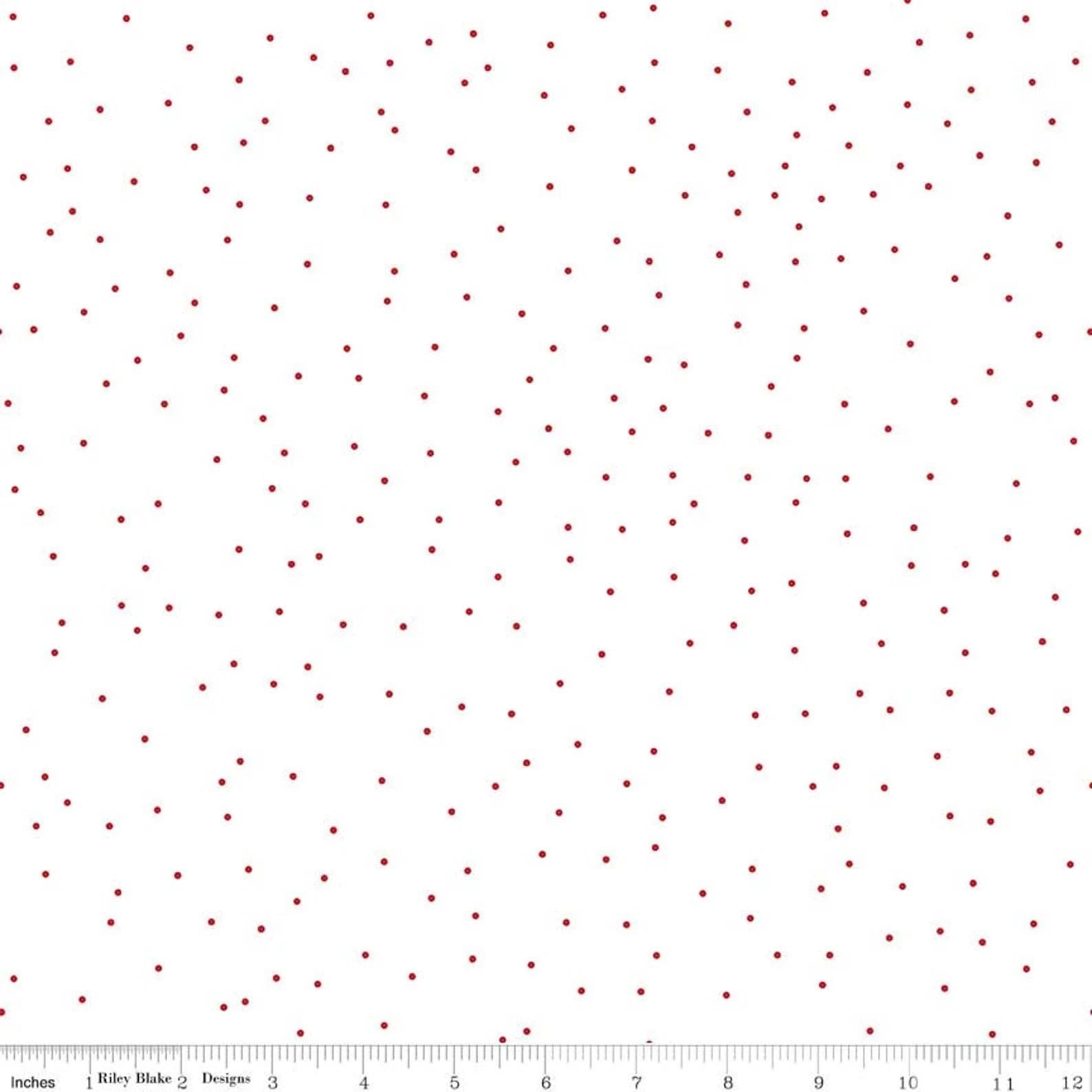 Red Pin Dot on White - 1/2 Yard Increments, Cut Continuously - by Riley Blake Designs