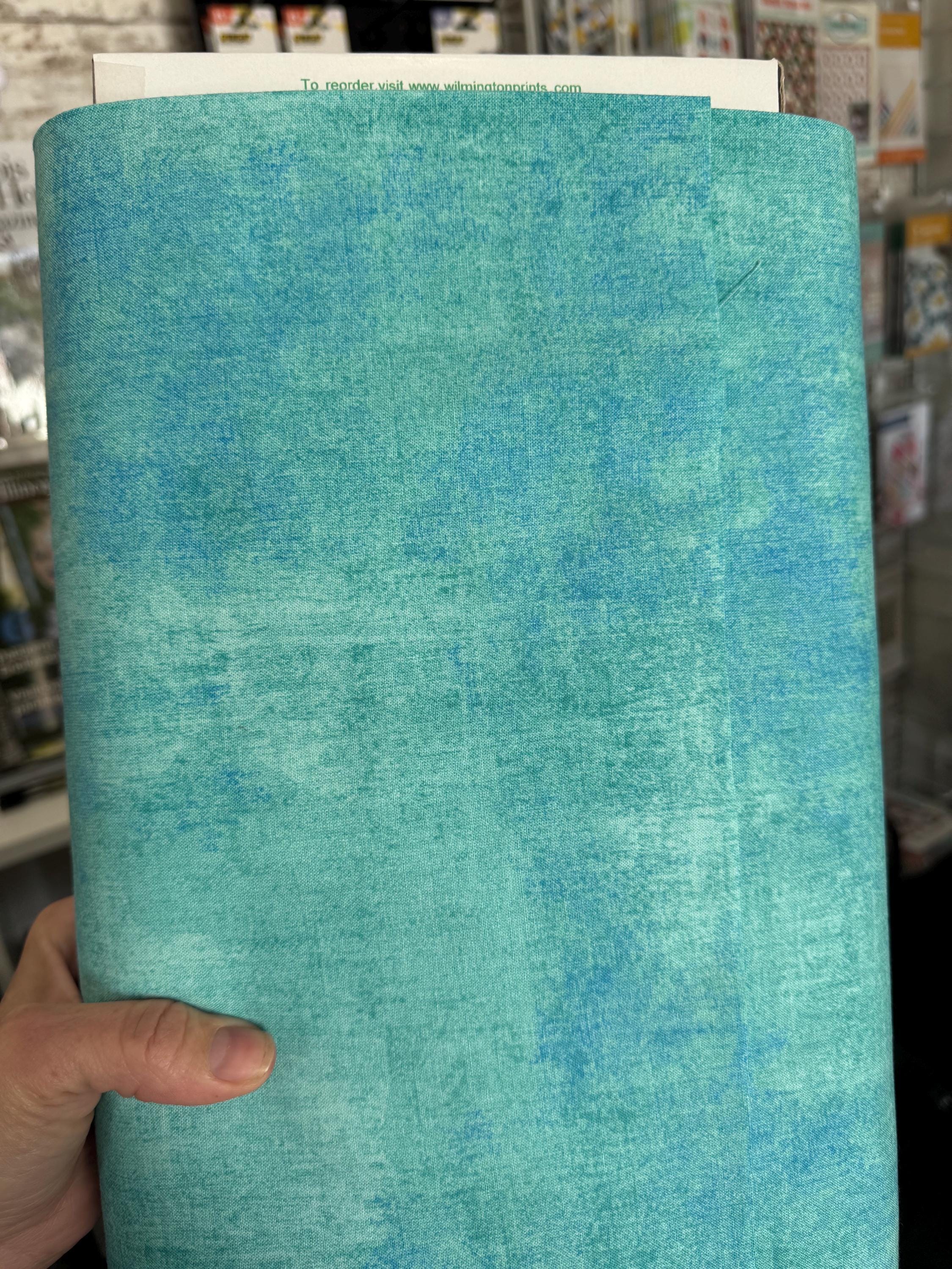 Turquoise Dry Brush Essentials Basics - 1/2 Yard Increments, Cut Continuously - by Wilmington Prints