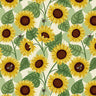 Large Sunflower and Bee on Cream - 1/2 Yard Increments, Cut Continuously - by Lewis & Irene