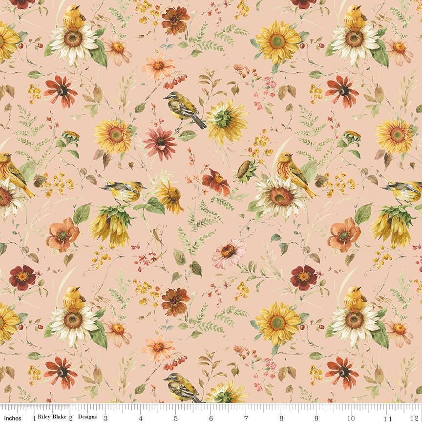 Sunflower Whispers in Prairie Blush - 1/2 Yard Increments, Cut Continuously - by Lisa Audit for Riley Blake Designs