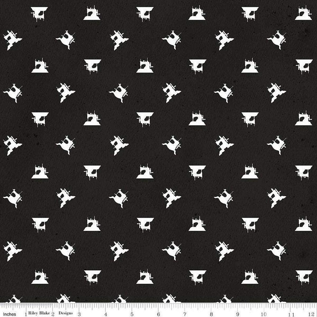 Clearance: Best of She Who Sews Tiny Toy Sewing Machines Black - 1/2 Yard, Cut Continuously - by J. Wecker Frisch for Riley Blake Designs