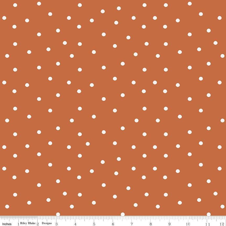 Sunflower Whispers Dots in Pumpkin - 1/2 Yard Increments, Cut Continuously - by Lisa Audit for Riley Blake Designs