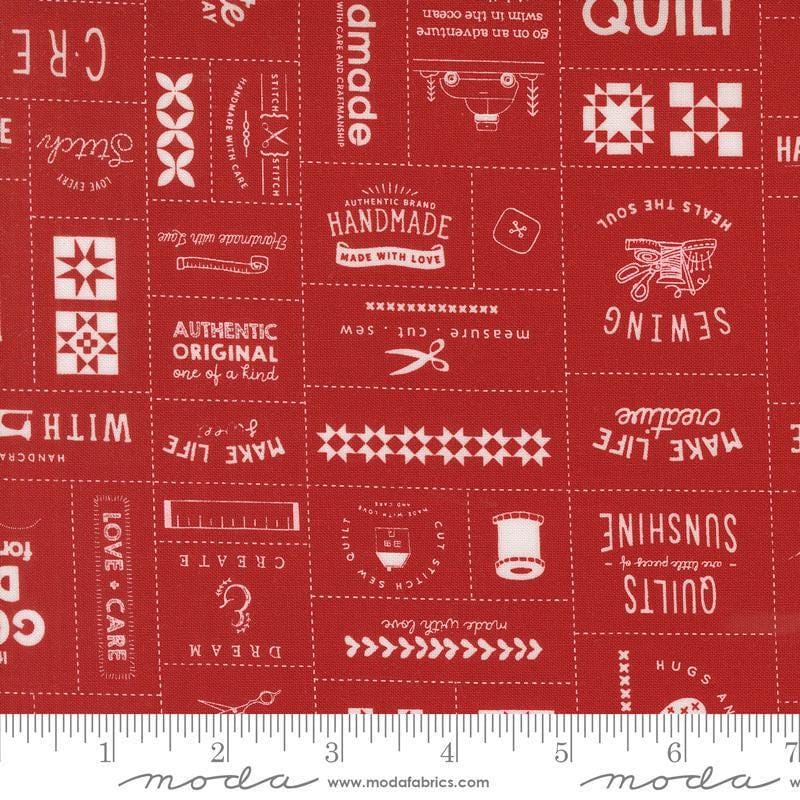 Threads Made With Love Patchwork in Red - 1/2 Yard Increments, Cut Continuously - by Sweetwater for Moda Fabrics