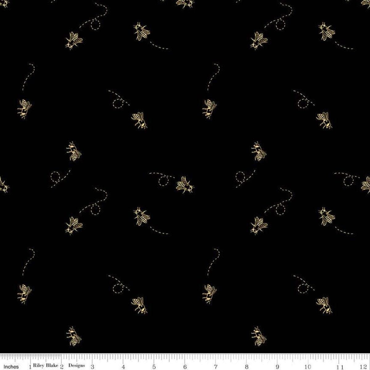 The Beehive State Bees in Black - 1/2 Yard Increments, Cut Continuously - by Shealeen Louise for Riley Blake Designs