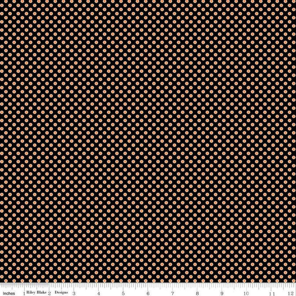 Fright Delight Dots in Black - 1/2 Yard Increments, Cut Continuously - by Lindsay Wilkes for Riley Blake Designs