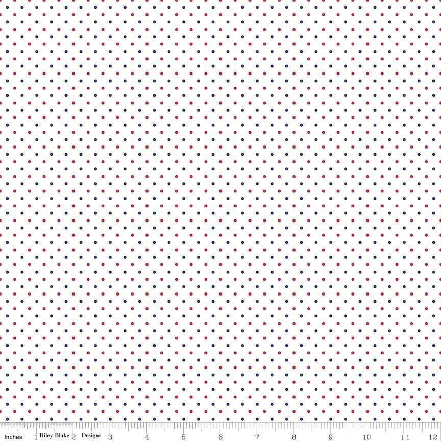 Swiss Dot Patriotic - 1/2 Yard Increments, Cut Continuously - by Riley Blake Designs