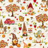 Hello Fall Cream Gnomes Pumpkin Patch & Apple Picking Harvest - 1/2 Yard Increments, Cut Continuously - by Timeless Treasures