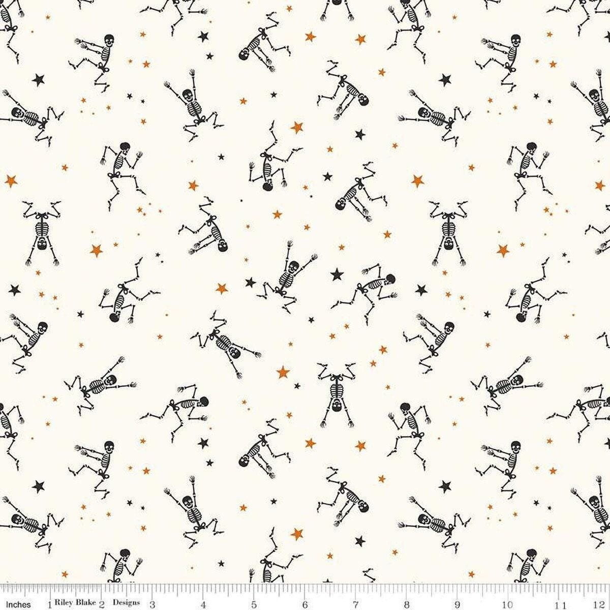 Bad to the Bone Skeletons in Off White - 1/2 Yard Increments, Cut Continuously - by My Mind's Eye for Riley Blake Designs