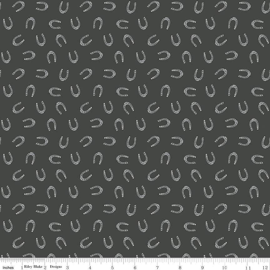Cowboys Horseshoes in Graphite - 1/2 Yard Increments, Cut Continuously - by Echo Park Paper Co. for Riley Blake Designs
