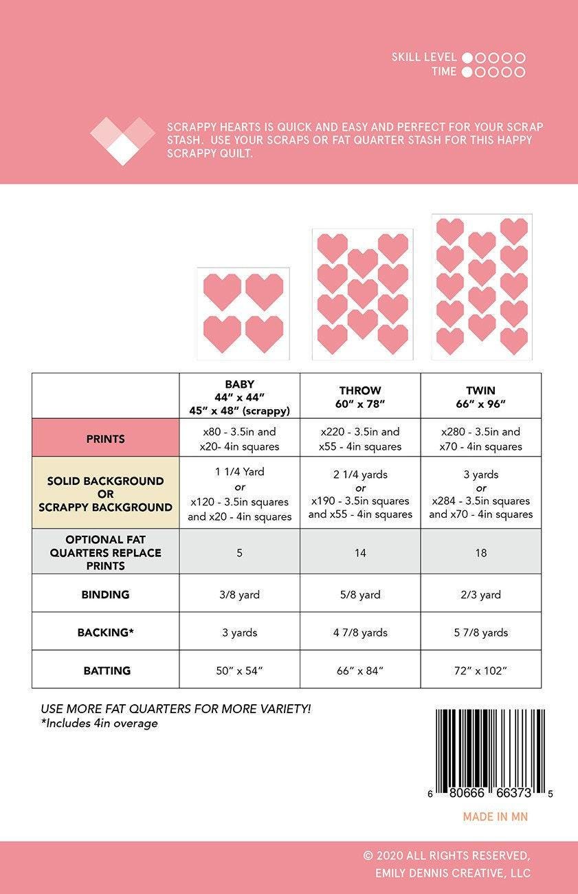 Scrappy Hearts Pattern by Quilty Love