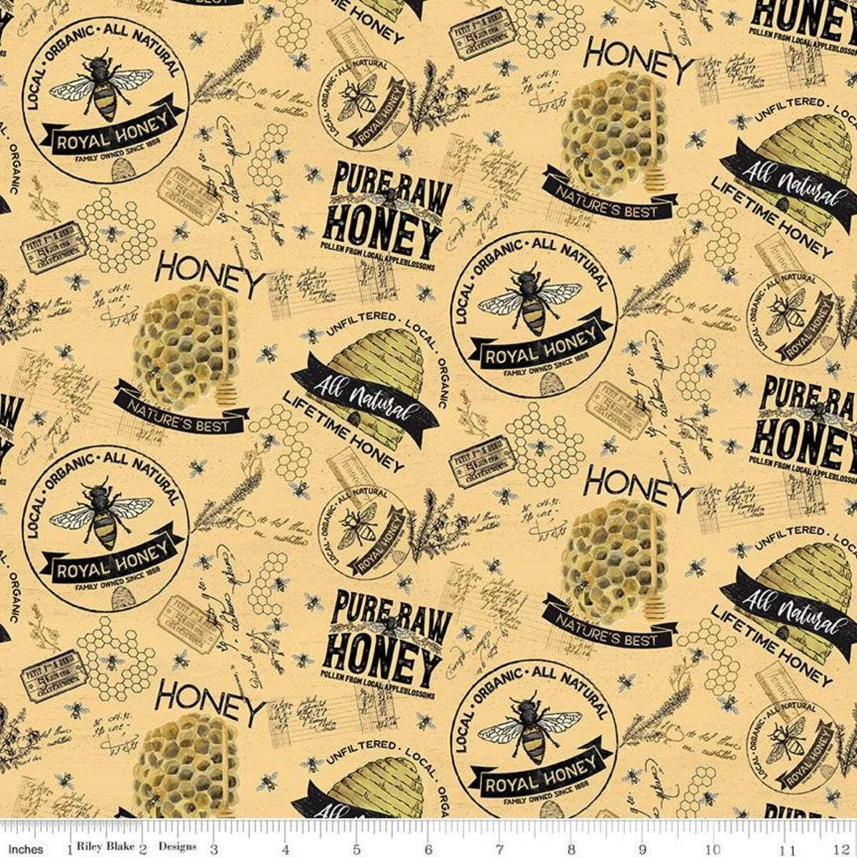 Bee's Life Main in Honey - 1/2 Yard Increments, Cut Continuously - by Tara Reed for Riley Blake Designs