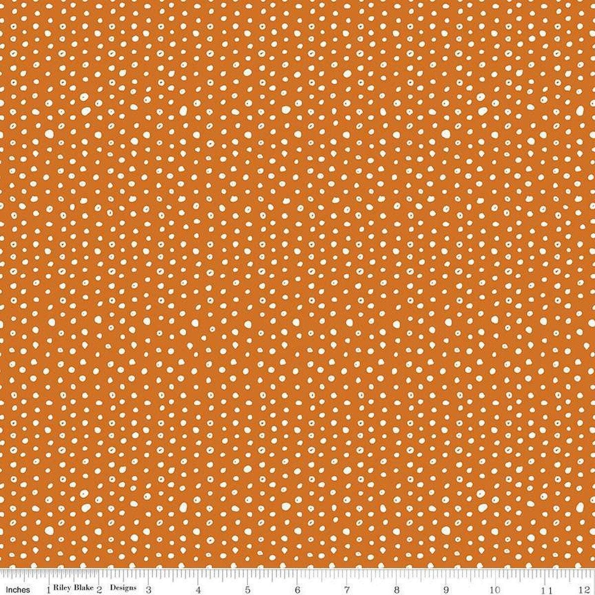 Bad to the Bone Orange Dots - 1/2 Yard Increments, Cut Continuously - by My Mind's Eye for Riley Blake Designs