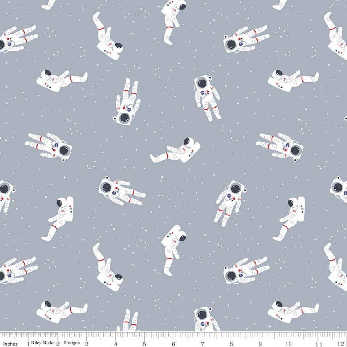 Out of This World with NASA Astronauts in Gray - 1/2 Yard Increments, Cut Continuously - by Riley Blake Designs
