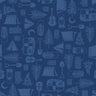 Beneath the Stars Blue Tone on Tone Camping Icons - 1/2 Yard Increments, Cut Continuously - by Studio E