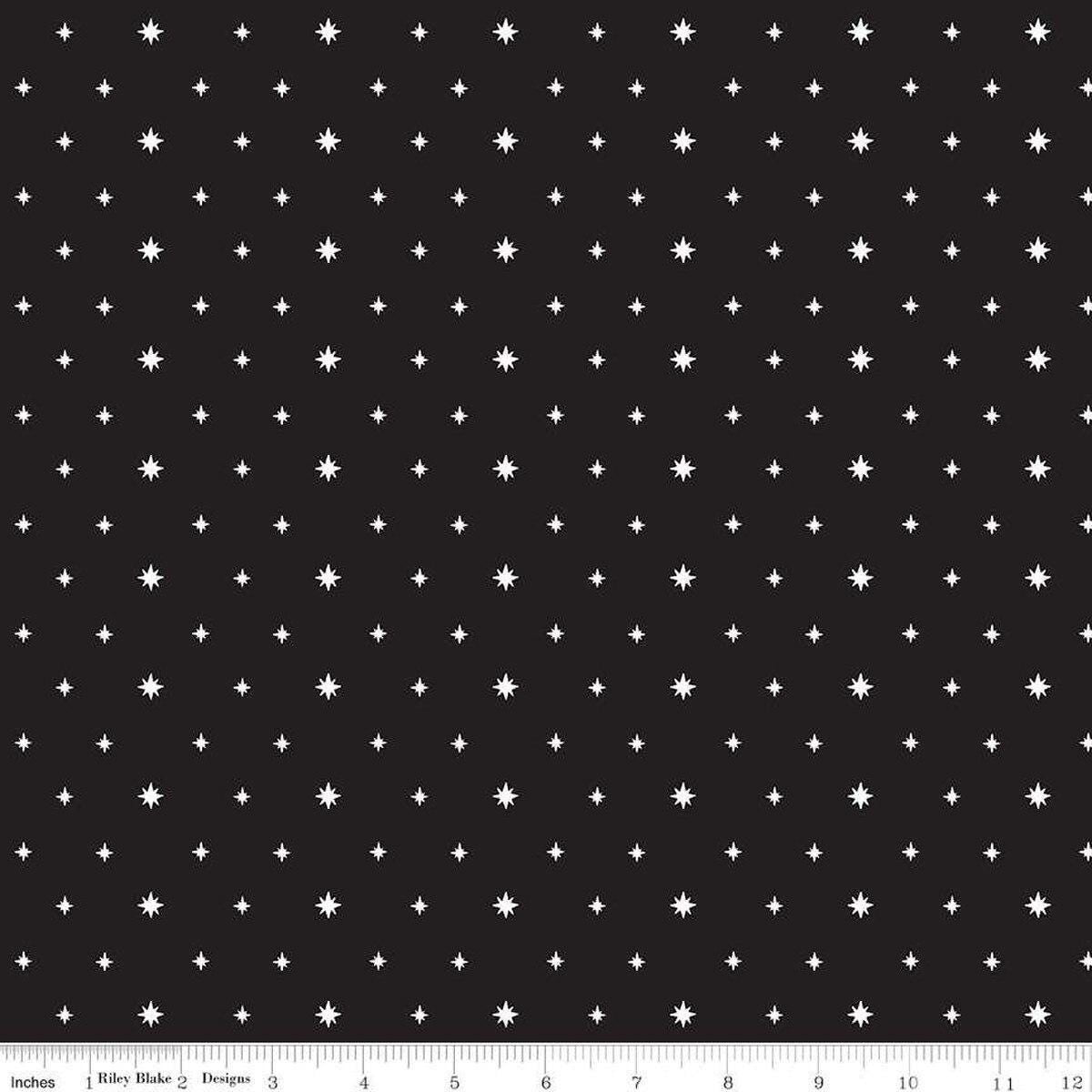 Charming Christmas Stars in Black - 1/2 Yard Increments, Cut Continuously - by Kelsey Carlson for Riley Blake Designs