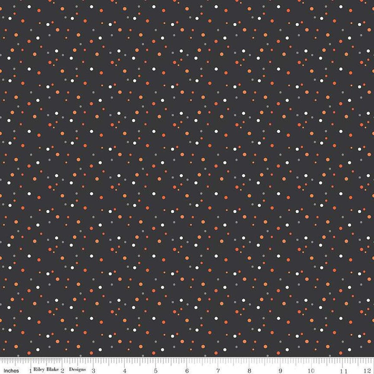 Hey Bootiful Dots in Charcoal - 1/2 Yard Increments, Cut Continuously - by My Mind's Eye for Riley Blake Designs