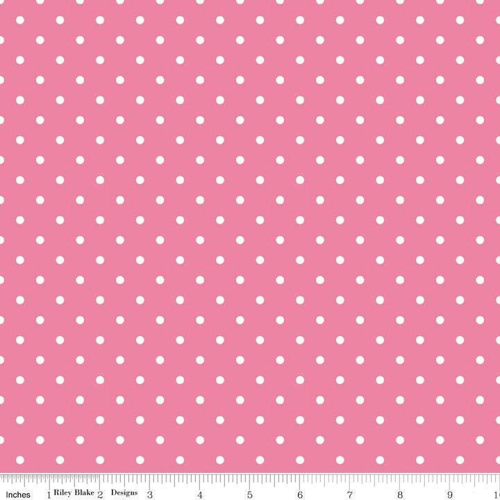 Swiss Dot Hot Pink - 1/2 Yard Increments, Cut Continuously - by Riley Blake Designs
