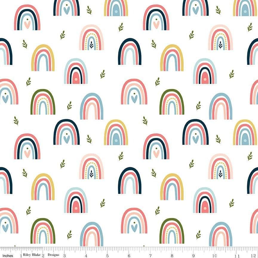 Day in the Life Rainbows in White - 1/2 Yard Increments, Cut Continuously - by Echo Park Paper Co. for Riley Blake Designs