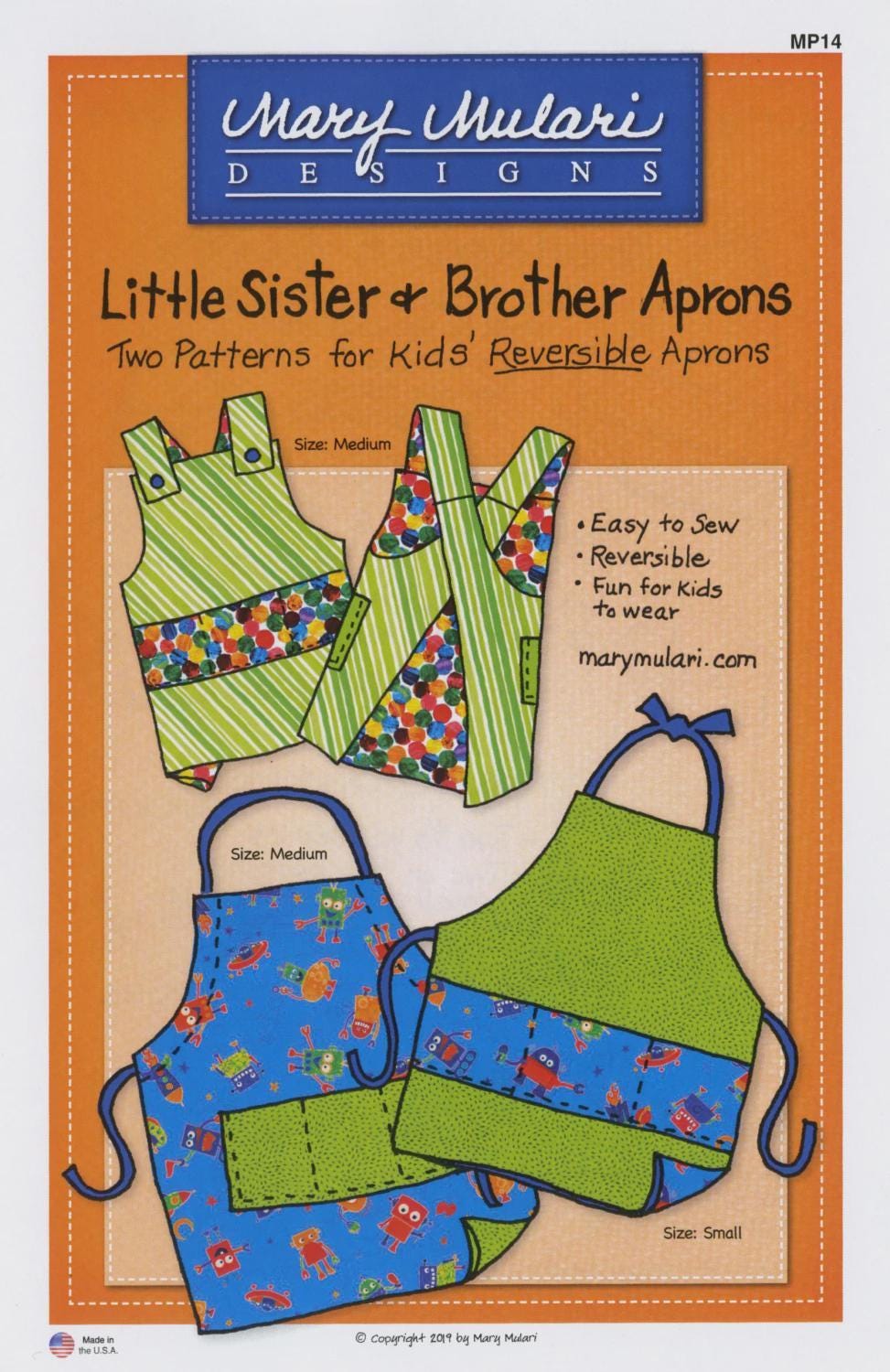 Little Sister and Brother Apron Pattern by Mary's Productions