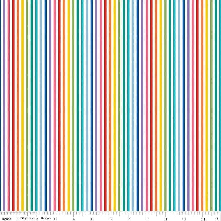 Rainbow Stripe 1/8th Inch - 1/2 Yard Increments, Cut Continuously - by Riley Blake Designs