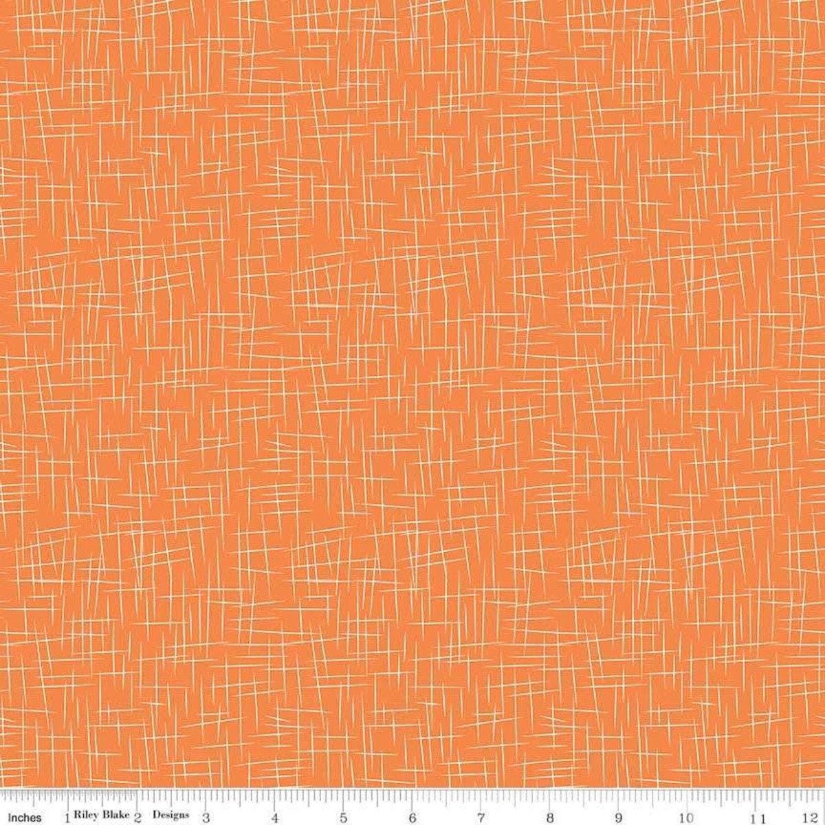 Orange and White (Pumpkin) Large Hashtag - 1/2 Yard Increments, Cut Continuously - by Riley Blake Designs