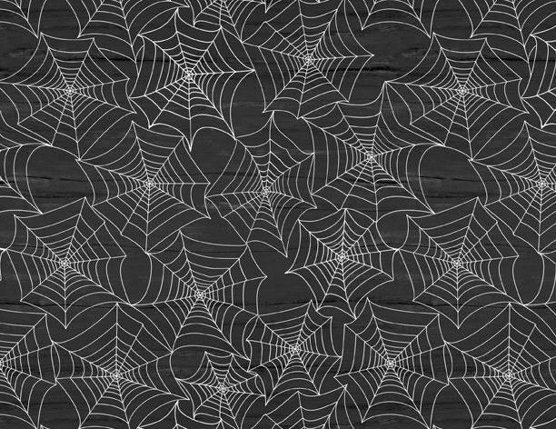 Gnome-ster Mash Black Spiderwebs - 1/2 Yard Increments, Cut Continuously - by Jennifer Pugh for Wilmington Prints