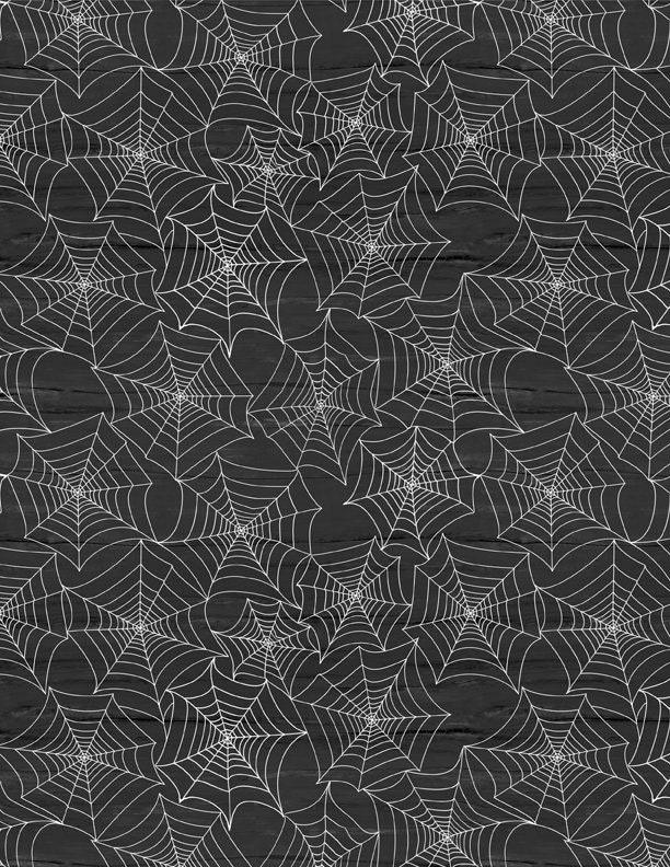 Gnome-ster Mash Black Spiderwebs - 1/2 Yard Increments, Cut Continuously - by Jennifer Pugh for Wilmington Prints