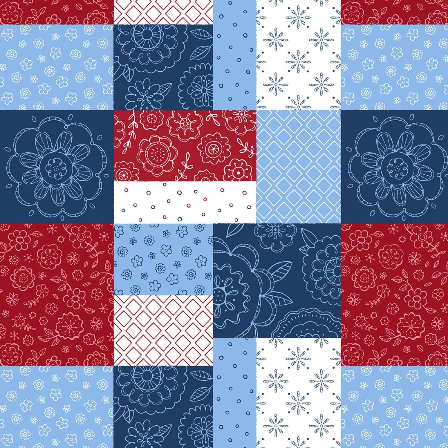 Colors of Summer Patchwork in Multi - 1/2 Yard Increments, Cut Continuously - by Jackie Decker for Wilmington Prints