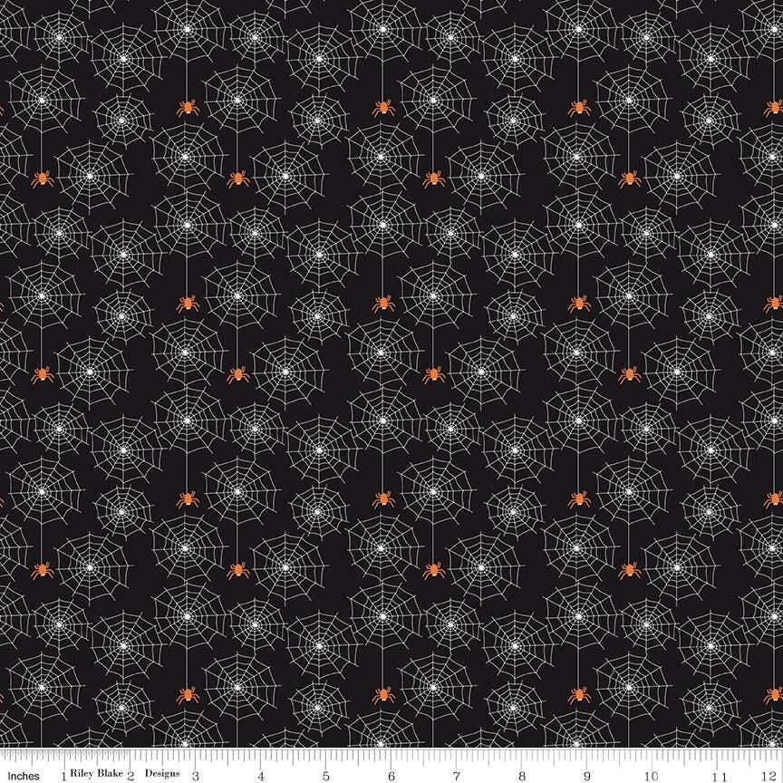 Beggar's Night Spiderwebs in Glow In The Dark Black - 1/2 Yard Increments, Cut Continuously - by Sandy Gervais for Riley Blake Designs