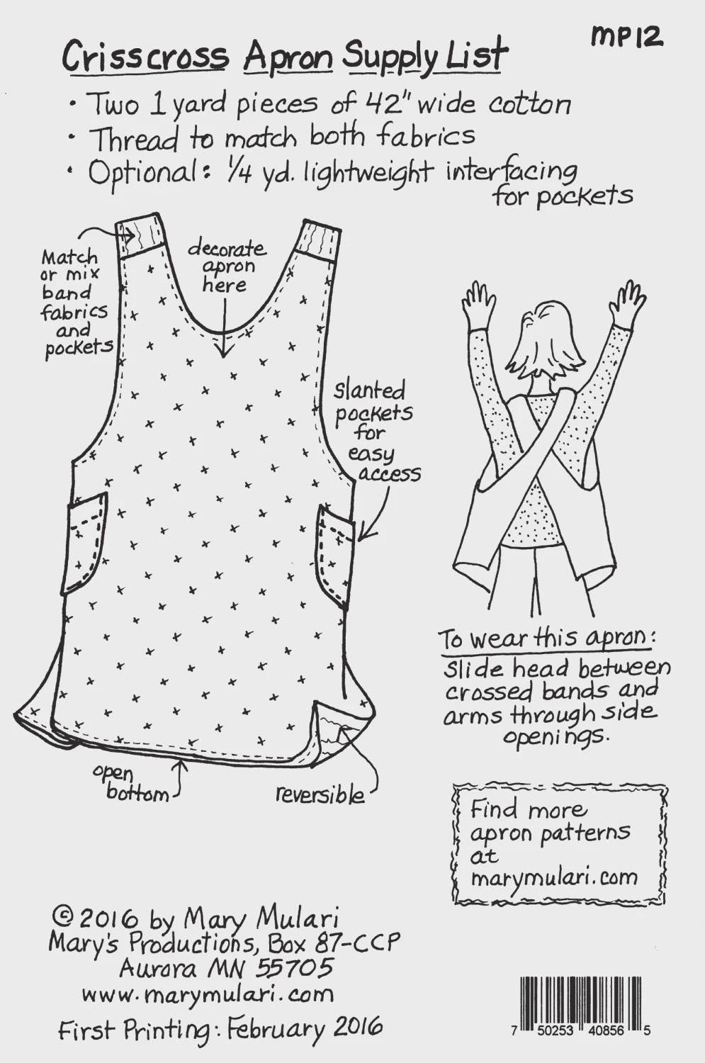 Crisscross Apron Pattern by Mary's Productions