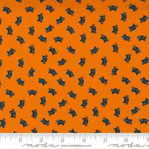 Kitty Cat Holiday Halloween in Pumpkin - 1/2 Yard Increments, Cut Continuously - by Stacy Iest Hsu for Moda Fabrics