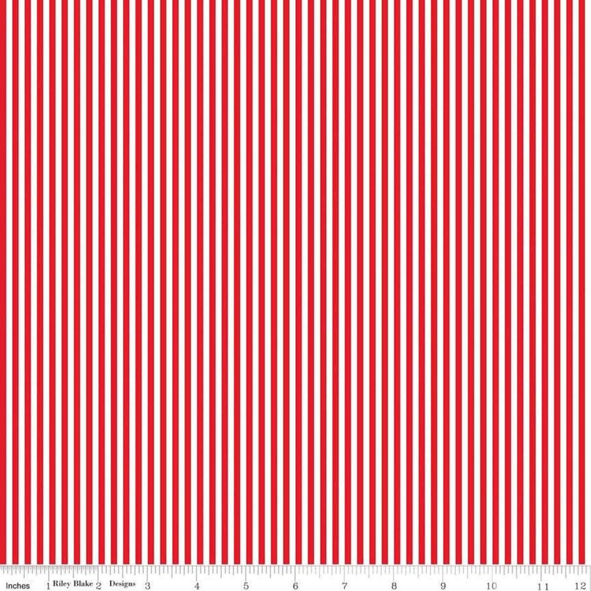 Red Stripe 1/8th Inch - 1/2 Yard Increments, Cut Continuously - by Riley Blake Designs