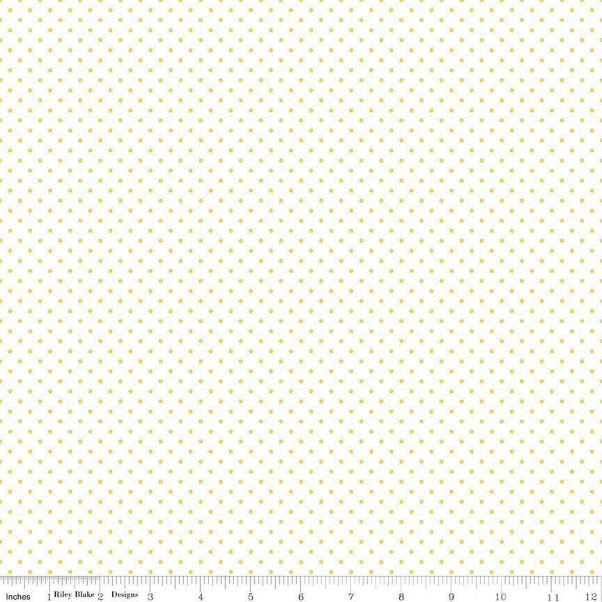 Yellow Swiss Dot on White - 1/2 Yard Increments, Cut Continuously - by Riley Blake Designs