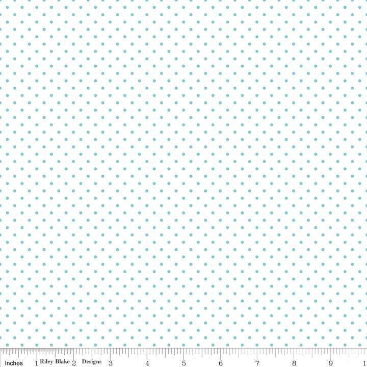 Aqua Swiss Dot on White - 1/2 Yard Increments, Cut Continuously - by Riley Blake Designs