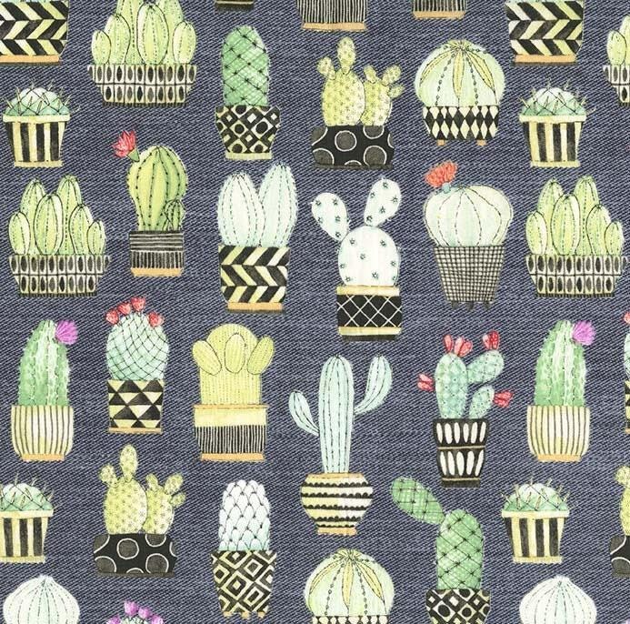 Clearance- Cactus Hoedown in Gray - 1/2 Yard Increments, Cut Continuously - by Michael Miller