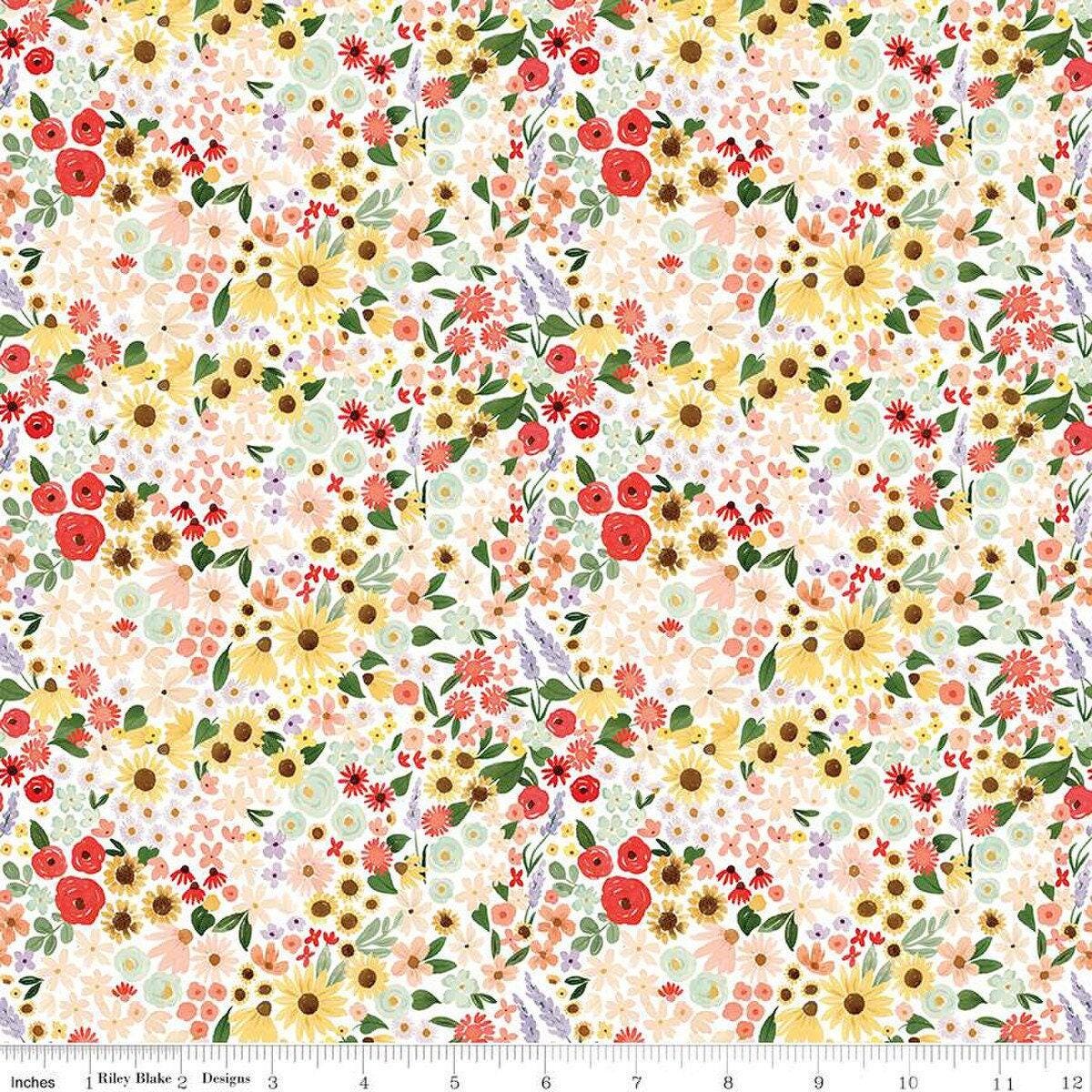 Homemade Floral in White - 1/2 Yard Increments, Cut Continuously - by Echo Park Paper Co. for Riley Blake Designs