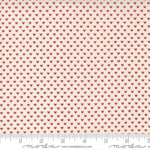 Flirt Tiny Hearts in Cream and Red - 1/2 Yard Increments, Cut Continuously - by Sweetwater for Moda Fabrics