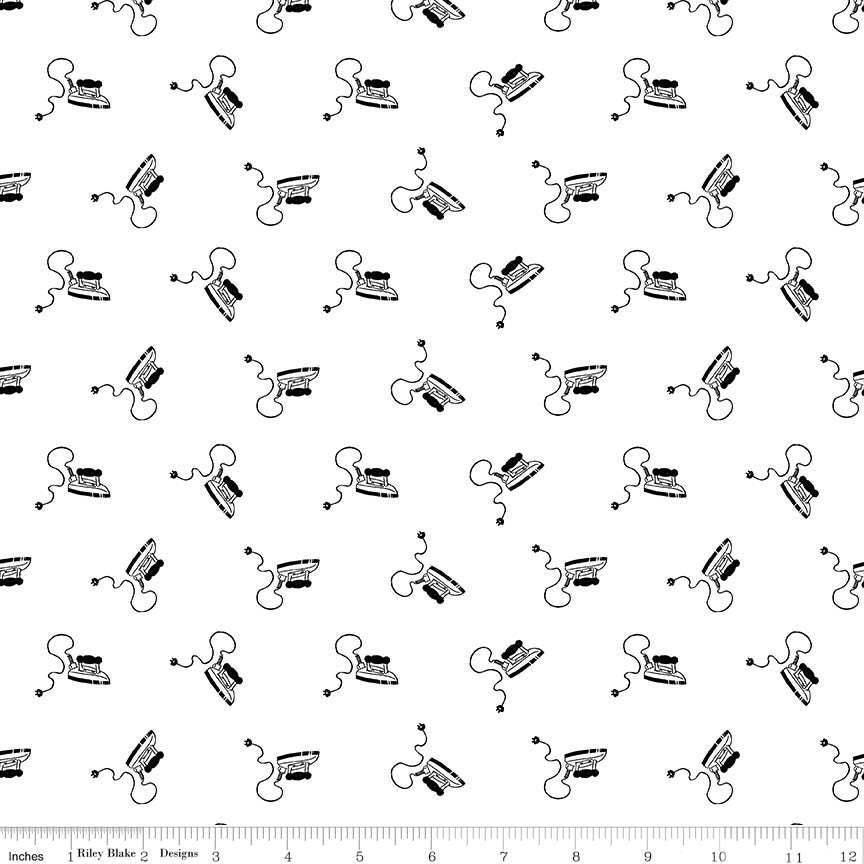 Press On Mini Irons in Black - 1/2 Yard Increments, Cut Continuously - by J. Wecker Frisch for Riley Blake Designs