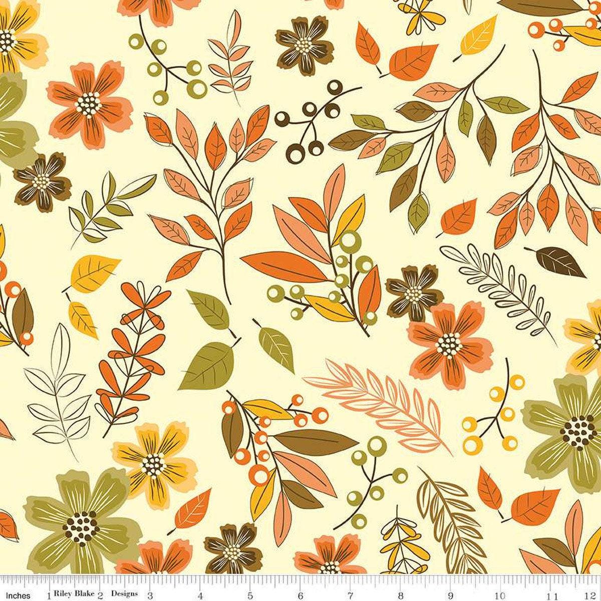 Awesome Autumn Main in Cream - 1/2 Yard Increments, Cut Continuously - by Sandy Gervais for Riley Blake Designs