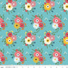Gone Glamping Bouquets in Aqua - 1/2 Yard Increments, Cut Continuously - by Lori Whitlock for Riley Blake Designs