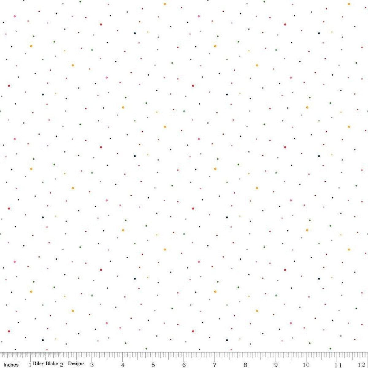 Rainbow Dapple Dot on Off White - 1/2 Yard Increments, Cut Continuously - by Riley Blake Designs